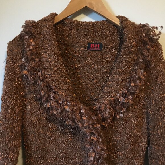 Y2K Cotton Fuzzy Fringed Knit Single Button Cardigan - Picture 3 of 15